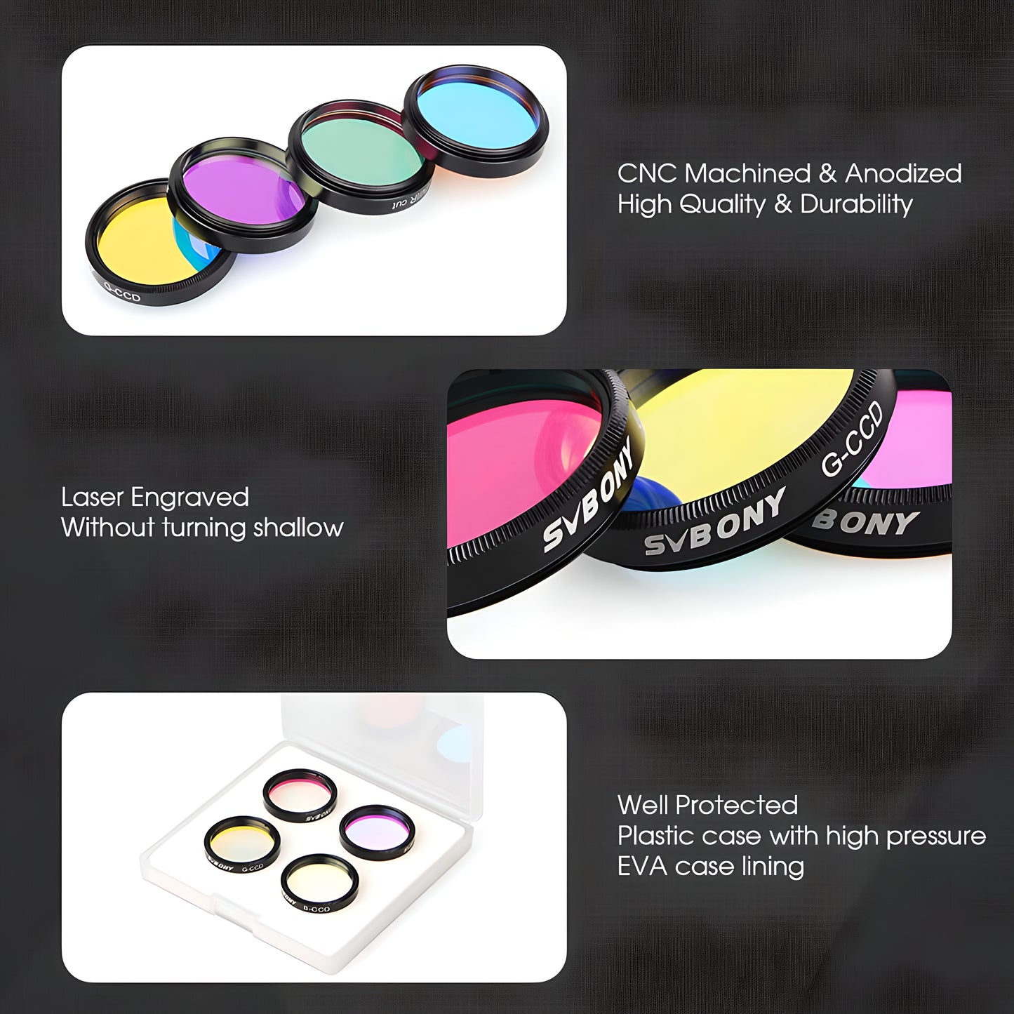 Kit de Filtres LRGB 1,25" et 2" pour Astrophotographie - Svbony
