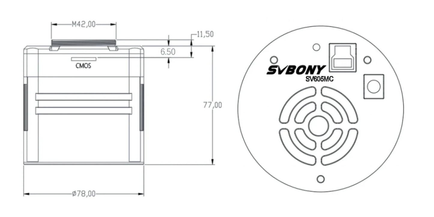 Caméra Mono Refroidie SV605MC IMX533 pour l'astronomie - SVBONY