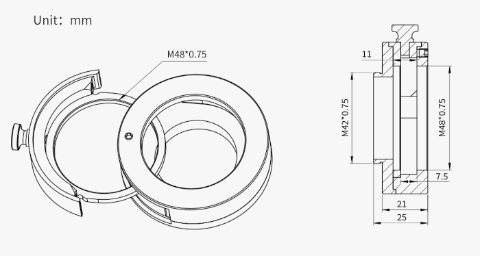 Tiroir à filtre et porte-filtre 50,8 mm pour l'imagerie IISi – Version IISi ZWO