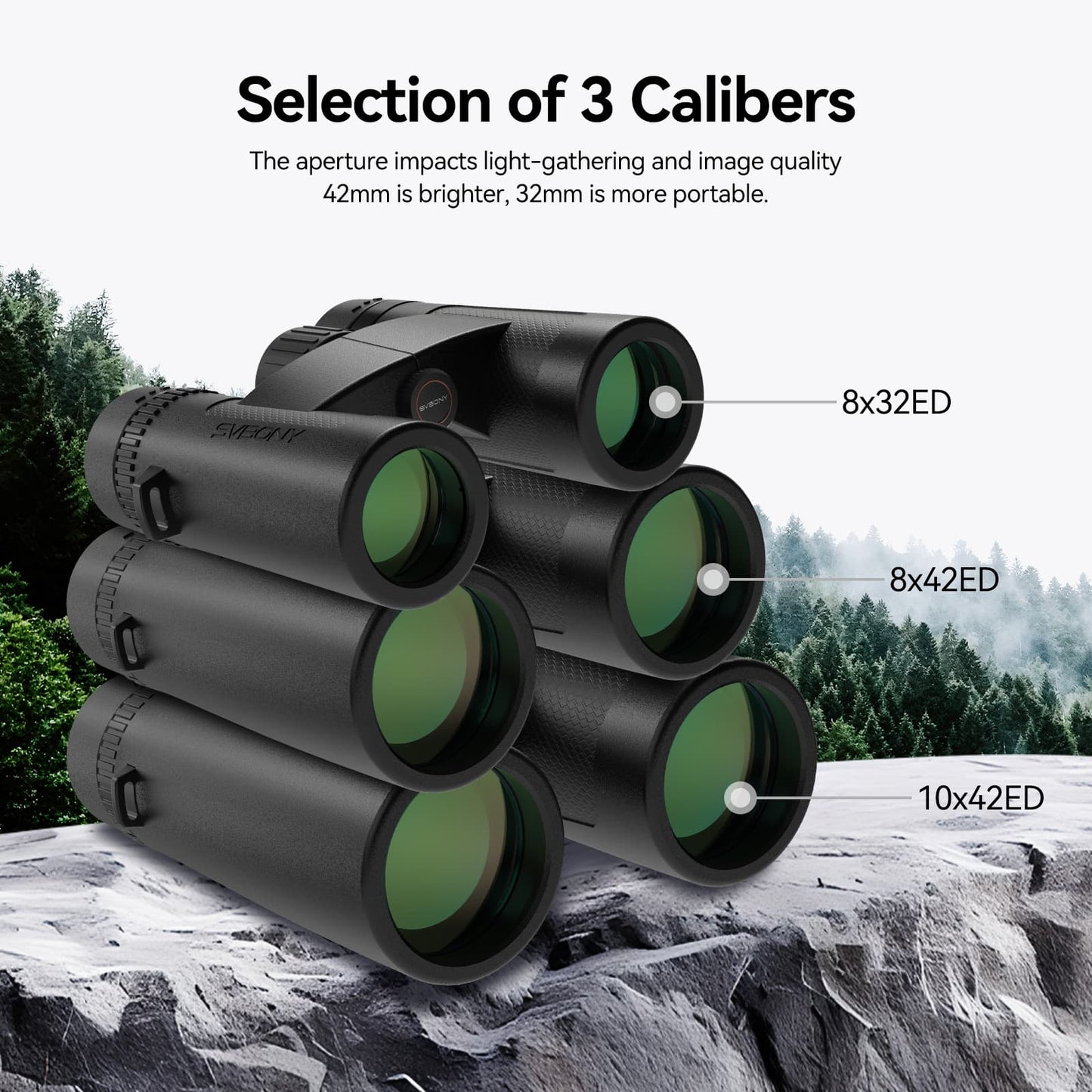 Jumelles ED 10x42 Étanches et Antibuée avec Prisme BaK-4 et Optiques Multi-traitées - SVBONY