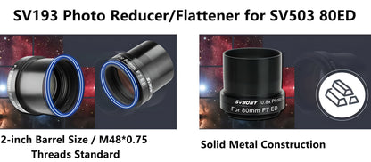 Réducteur de Focale 0,8x 2 Pouces pour Télescope 80ED/102ED - SVBONY