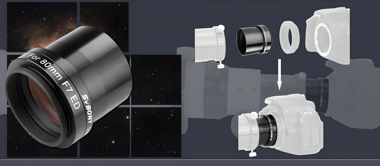Réducteur de Focale 0,8x 2 Pouces pour Télescope 80ED/102ED - SVBONY