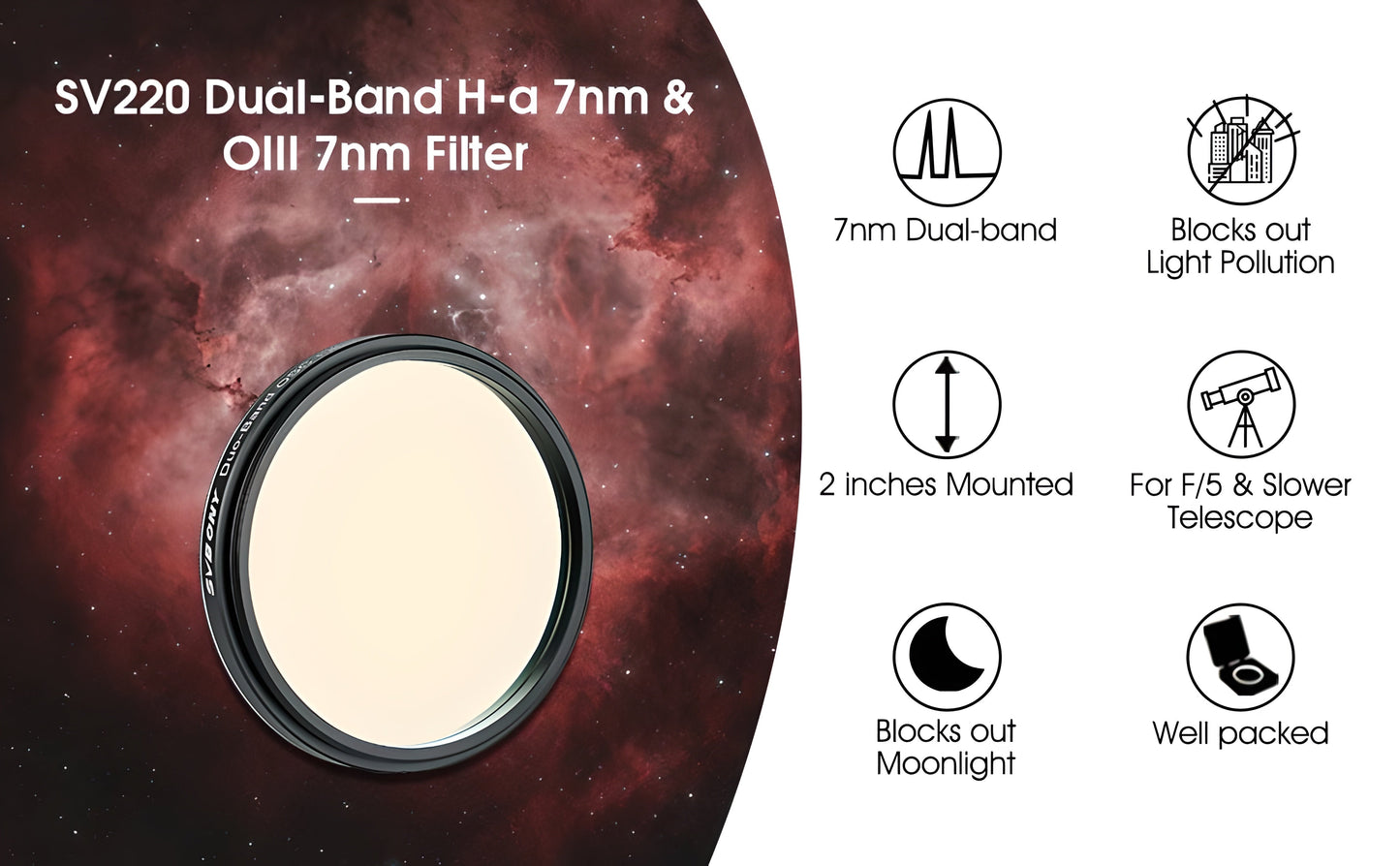 Filtre Dual-Band 2" Nébulaires pour l'Astronomie - SVBONY