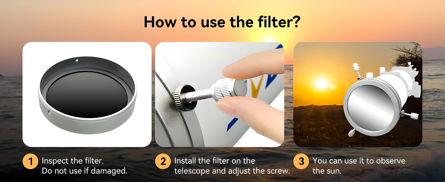 Filtre Solaire 140mm SV229 avec Capuchon en Métal - Svbony