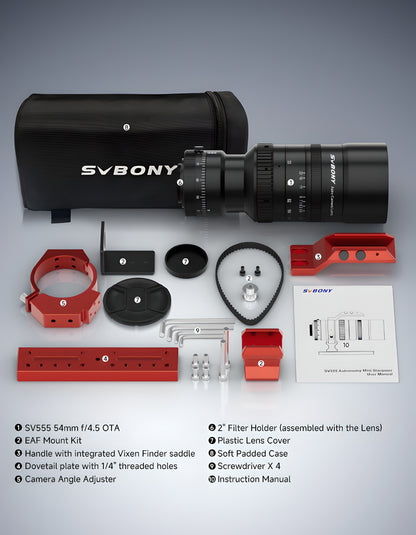 Objectif Astrograph APO 54mm f/4.5 pour Photographie Astronomique plein format - SVBONY
