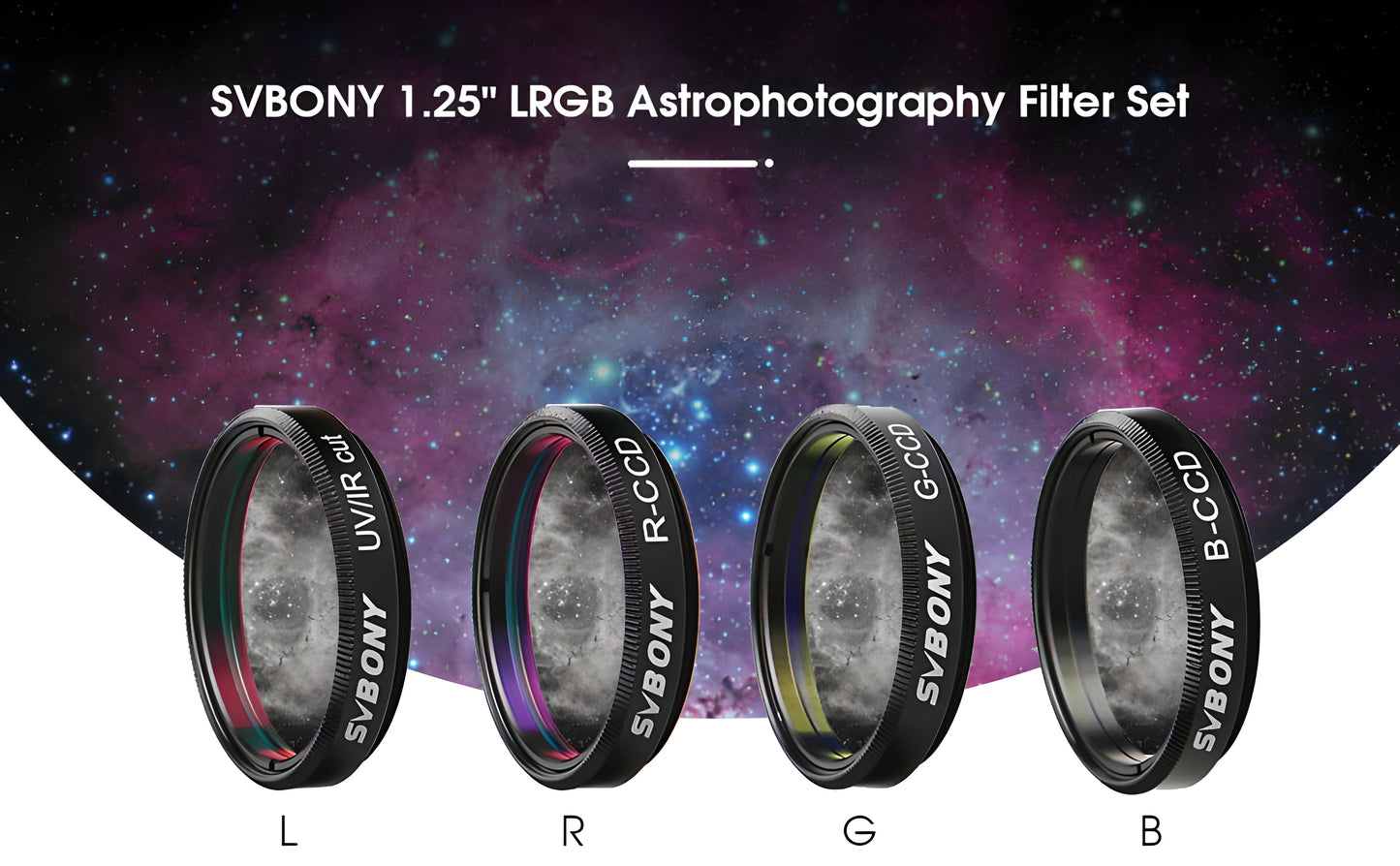 Kit de Filtres LRGB 1,25" et 2" pour Astrophotographie - Svbony