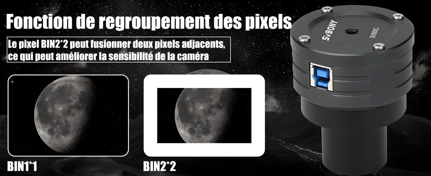 Caméra Planétaire Couleur SV505C IMX464 Sensible à l’IR pour l'Astronomie - SVBONY