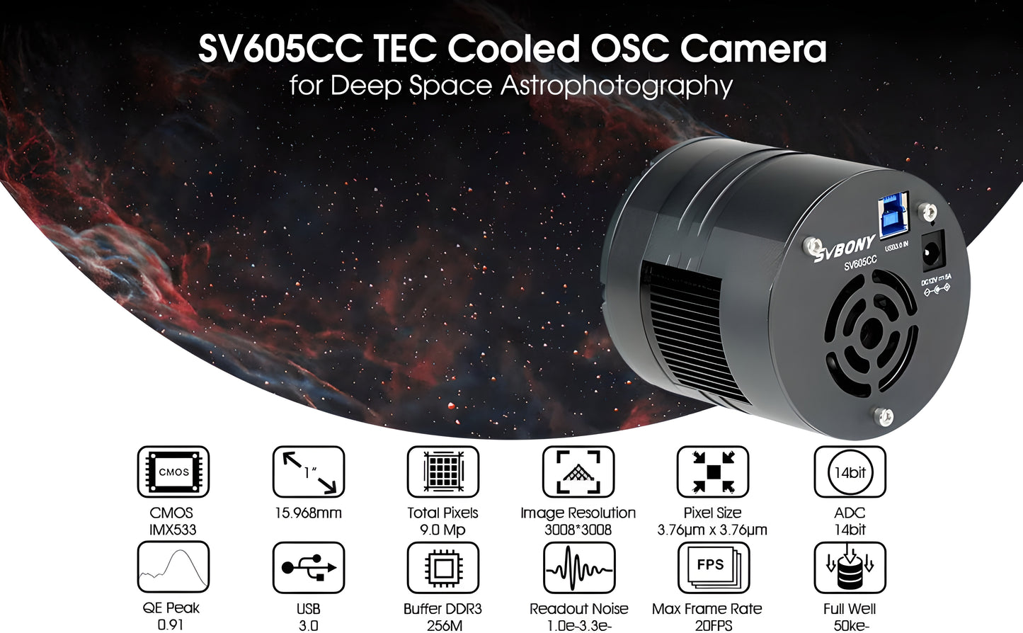 Caméra SV605CC OSC pour Astrophotographie Profonde IMX533 - SVBONY