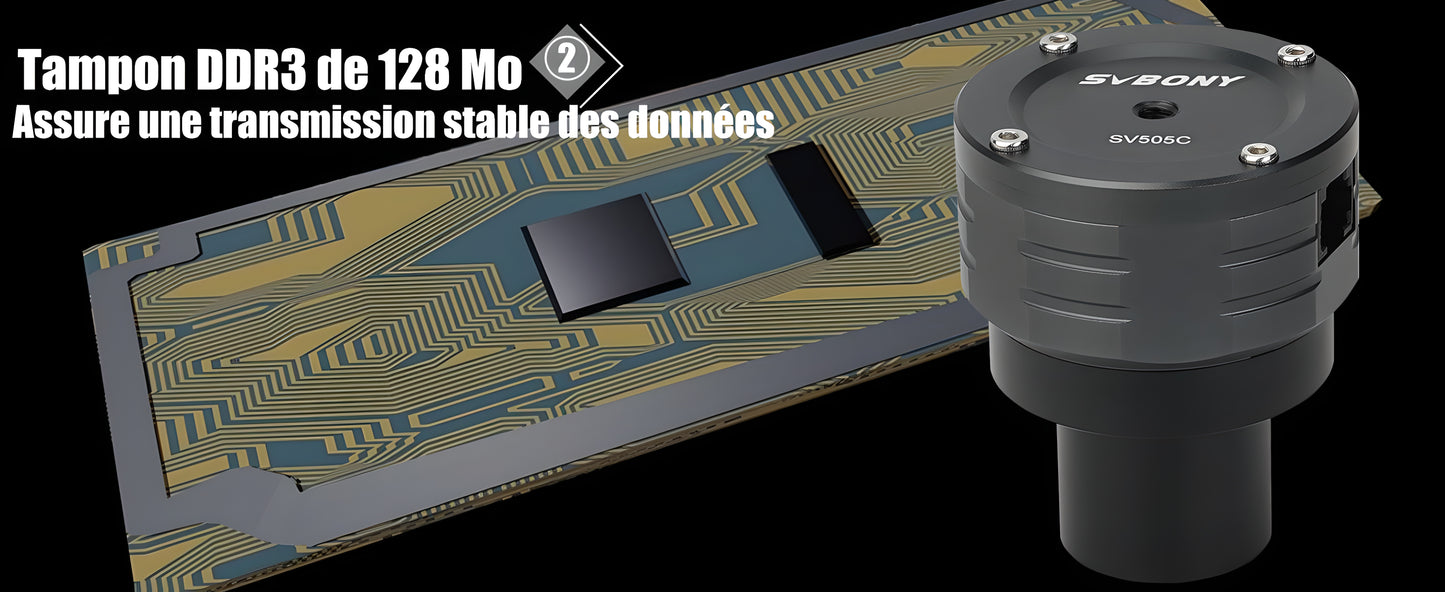 Caméra Planétaire Couleur SV505C IMX464 Sensible à l’IR pour l'Astronomie - SVBONY