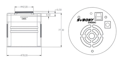 Caméra Mono Refroidie SV605MC IMX533 pour l'astronomie - SVBONY