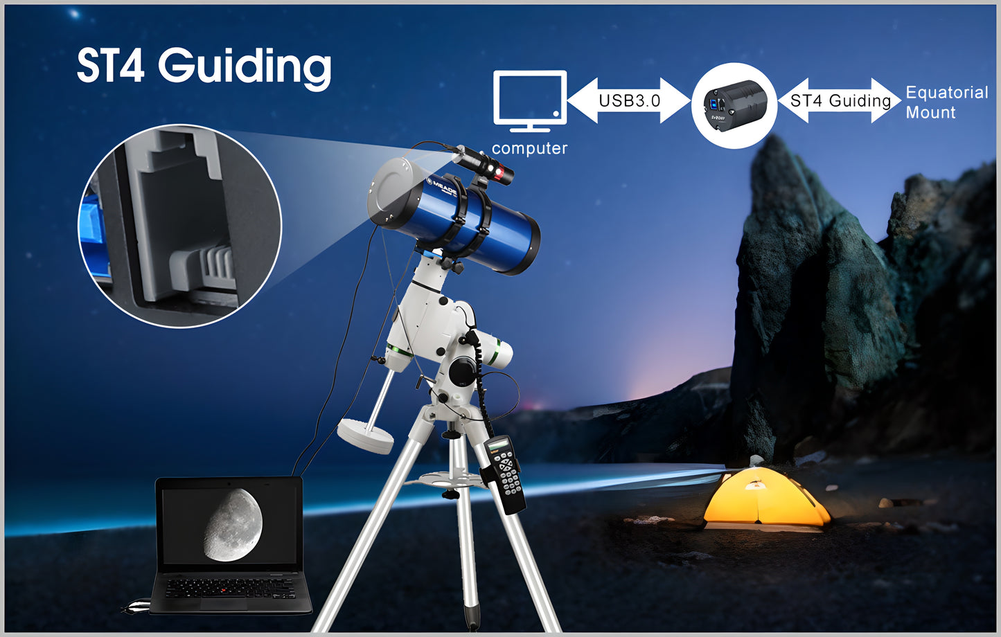 Caméra Monochrome 2MP SV305M Pro USB 3.0 avec Port ST4 pour l’Astrophotographie - SVBONY