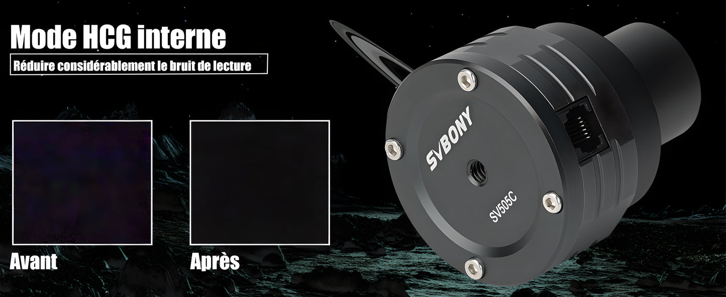Caméra Planétaire Couleur SV505C IMX464 Sensible à l’IR pour l'Astronomie - SVBONY