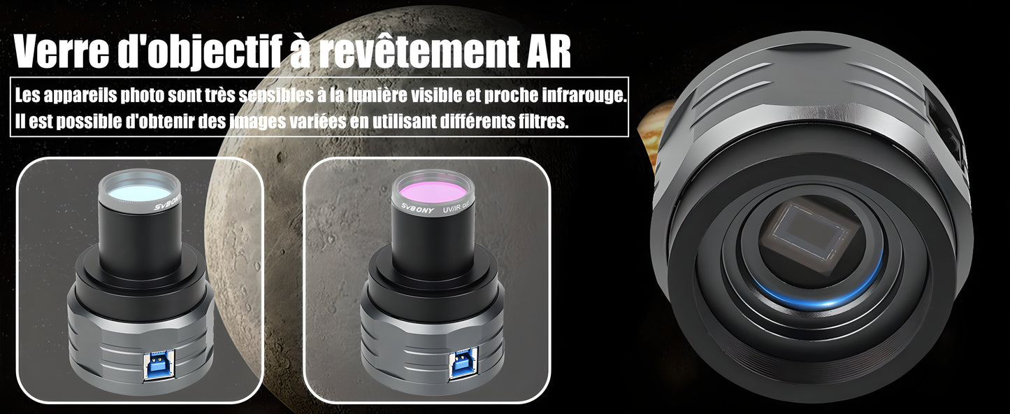 Caméra Planétaire Couleur SV505C IMX464 Sensible à l’IR pour l'Astronomie - SVBONY