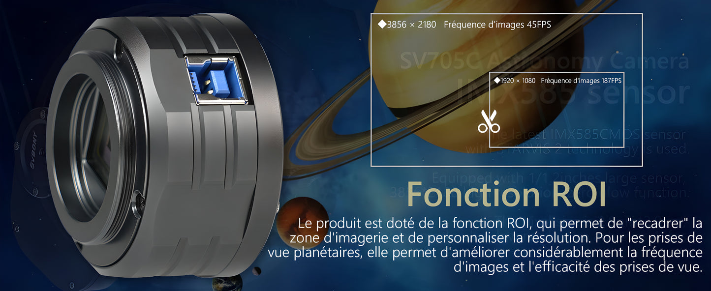 Caméra Planétaire SV705C IMX585 USB3.0 pour EAA et Imagerie - SVBONY