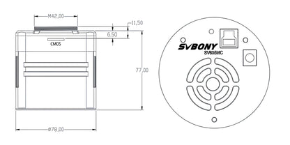 Caméra Mono Refroidie SV605MC IMX533 pour l'astronomie - SVBONY