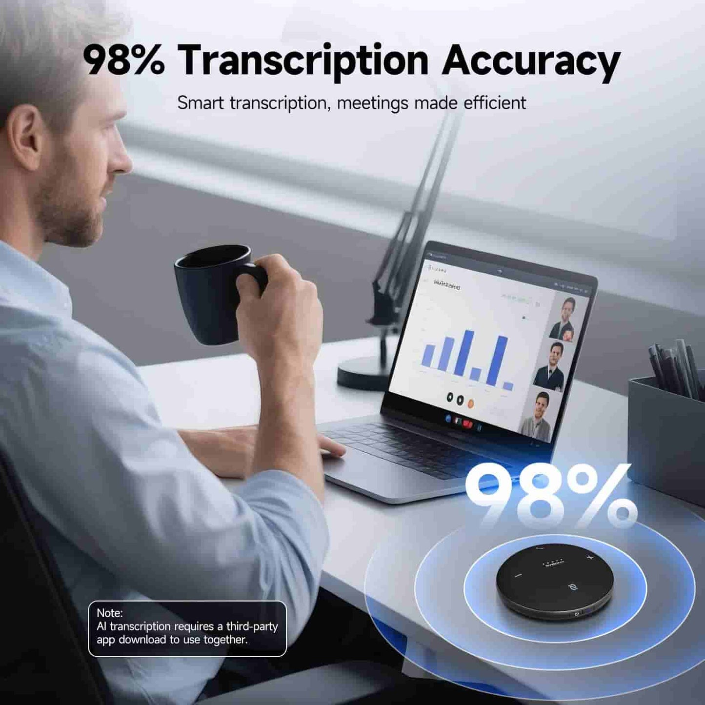 Microphone omnidirectionnel Bluetooth SVHub Omni2 pour réunions intelligentes