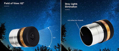 Oculaire Asphérique SVBONY 62° 4/10/23 mm HD avec Traitement Intégral pour Télescopes 1,25''