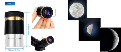 Oculaire Asphérique SVBONY 62° 4/10/23 mm HD avec Traitement Intégral pour Télescopes 1,25''