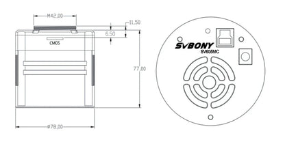 Caméra Mono Refroidie SV605MC IMX533 pour l'astronomie - SVBONY
