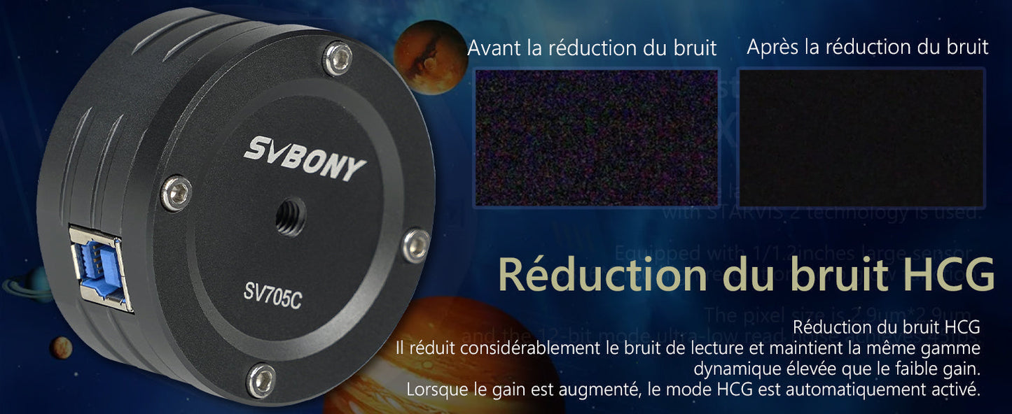 Caméra Planétaire SV705C IMX585 USB3.0 pour EAA et Imagerie - SVBONY