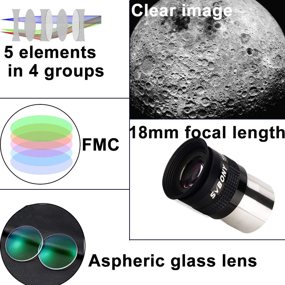 Oculaire Super Grand Champ 34mm 72° pour Observation de DSO - Svbony