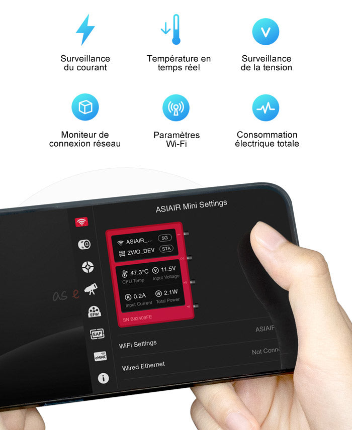 ASIAIR Mini pour l'astronomie - Contrôle sans fil et stockage intégré - ZWO