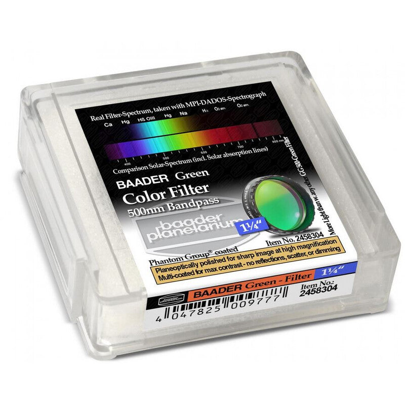 Filtre Vert 500nm 1,25" pour Observation Planétaire - Baader