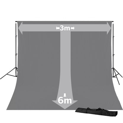 Kit support de fond studio avec toile coton grise 3 x 6 m Bresser BR-D23