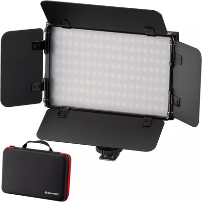 Torche LED vidéo PT Pro 15B-II bi-color avec volets, batterie et étui Bresser