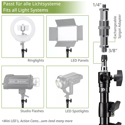 Kit de 3 trépieds d’éclairage 240 cm avec étui Bresser BR-TP240 PRO-1