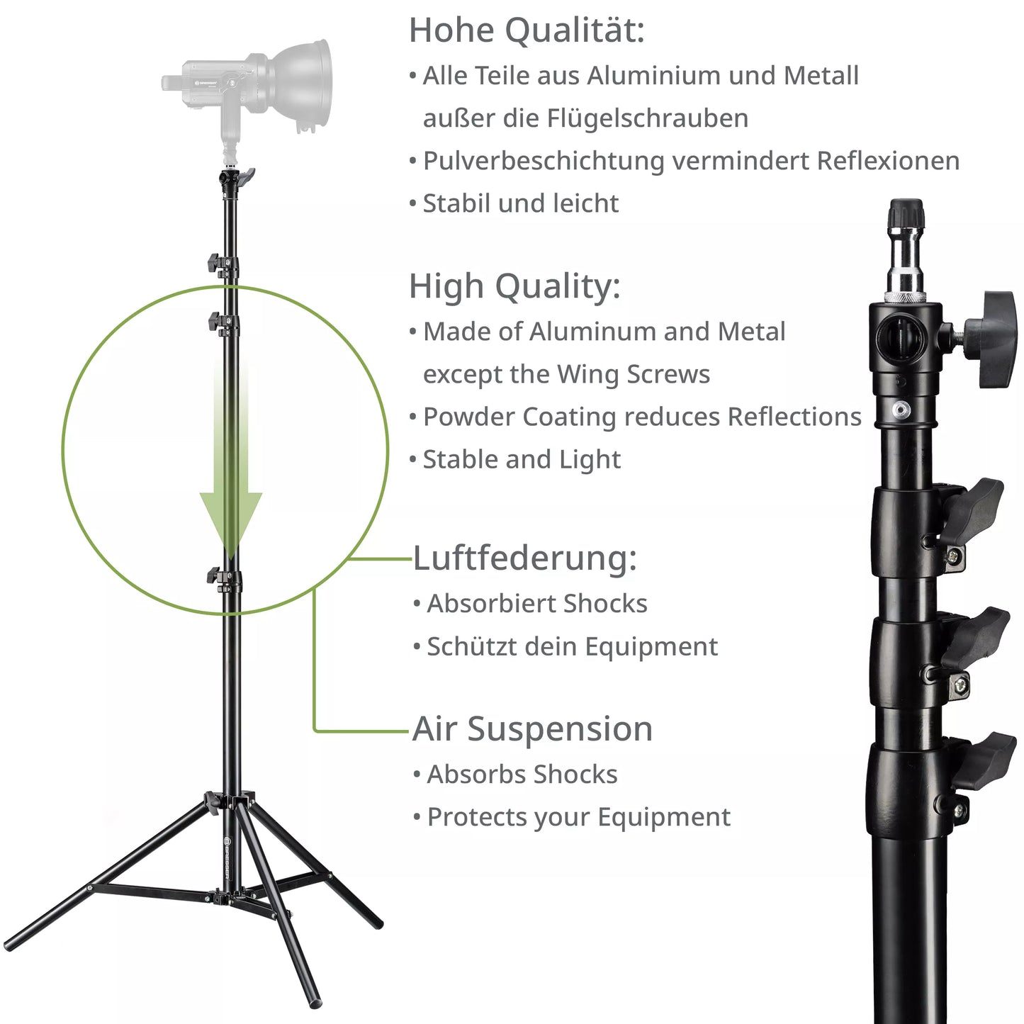 Kit de 3 trépieds d’éclairage 240 cm avec étui Bresser BR-TP240 PRO-1