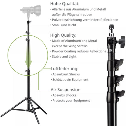 Kit de 3 trépieds d’éclairage 240 cm avec étui Bresser BR-TP240 PRO-1