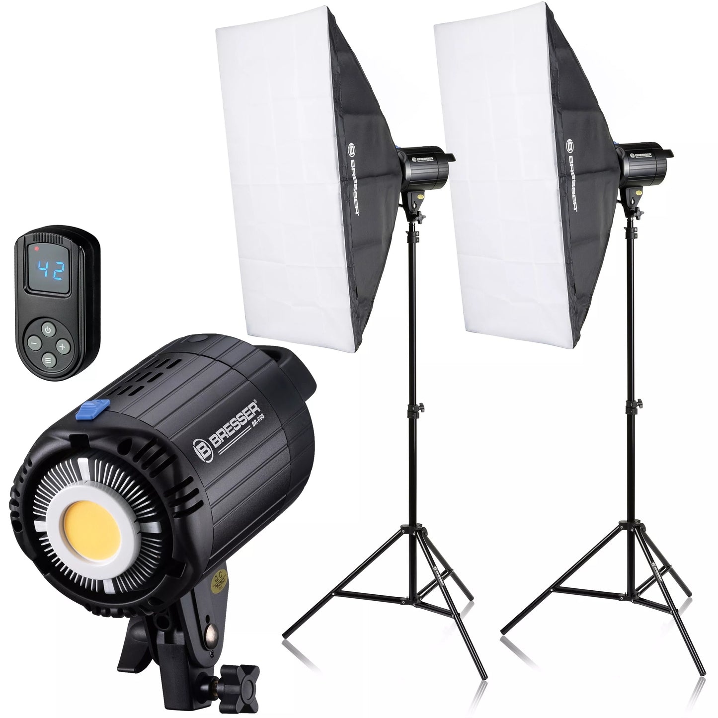 Kit d’éclairage studio LED COB BR-60S 2 x 60 W avec softbox et trépieds BRESSER