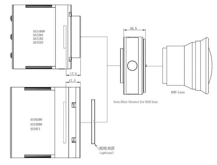 Tiroir à filtre et Porte-Filtre ZWO pour Objectif Canon EOS – ZWO