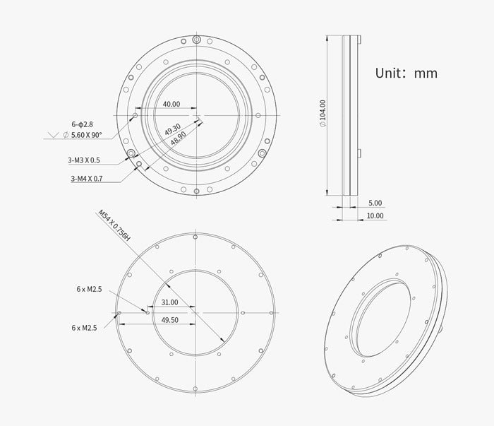Plaque de Tilt M54 pour caméras ZWO — alignement précis du capteur pour l'astronomie - ZWO