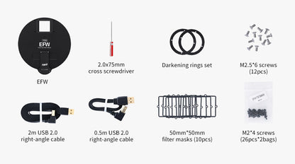 Roue à filtres EFW ZWO 7 positions 7x50mm carrés - ZWO