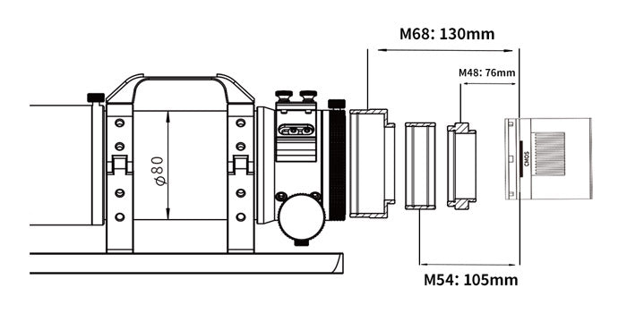 Lunette ZWO FF65 APO quintuplet pour l’imagerie du ciel profond - 65 mm F/6,4, 416 mm, cercle image 44 mm - pour l’astronomie - ZWO