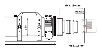 Lunette ZWO FF65 APO quintuplet pour l’imagerie du ciel profond - 65 mm F/6,4, 416 mm, cercle image 44 mm - pour l’astronomie - ZWO