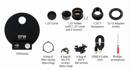 Roue à filtres motorisée ZWO EFW II 7x36mm pour l'astronomie - ZWO