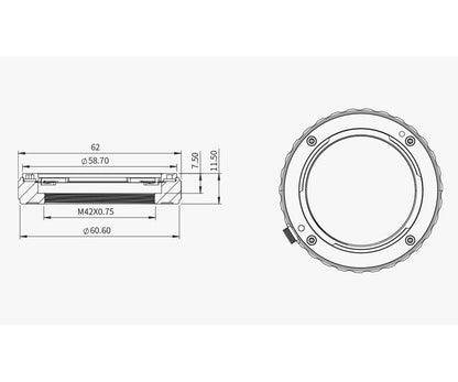 Adaptateur Sony NEX pour objectifs manuels sur caméras ZWO ASI - ZWO