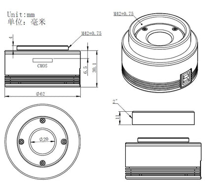 Caméra monochrome ASI174MM pour l'astronomie - haute résolution et faible bruit - Zhen Wang Optical