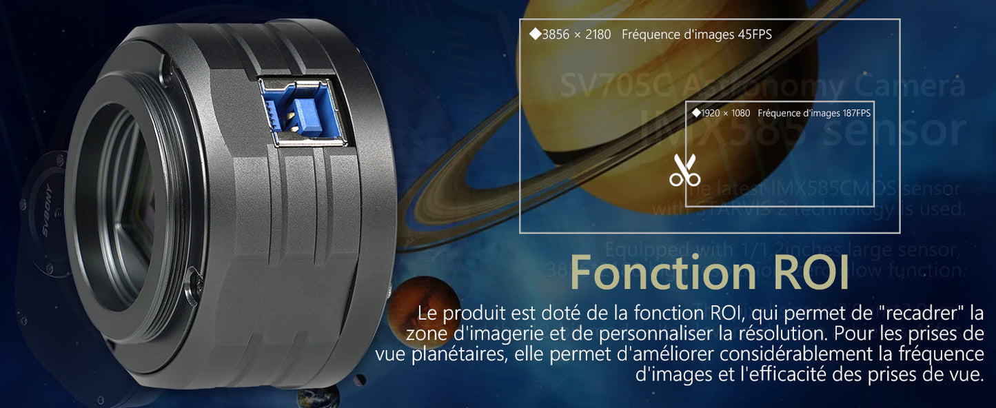 Caméra Planétaire SV705C IMX585 USB3.0 pour EAA et Imagerie - SVBONY
