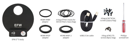 Roue à filtres motorisée ZWO EFW 5 positions 5x50,8 mm - ZWO