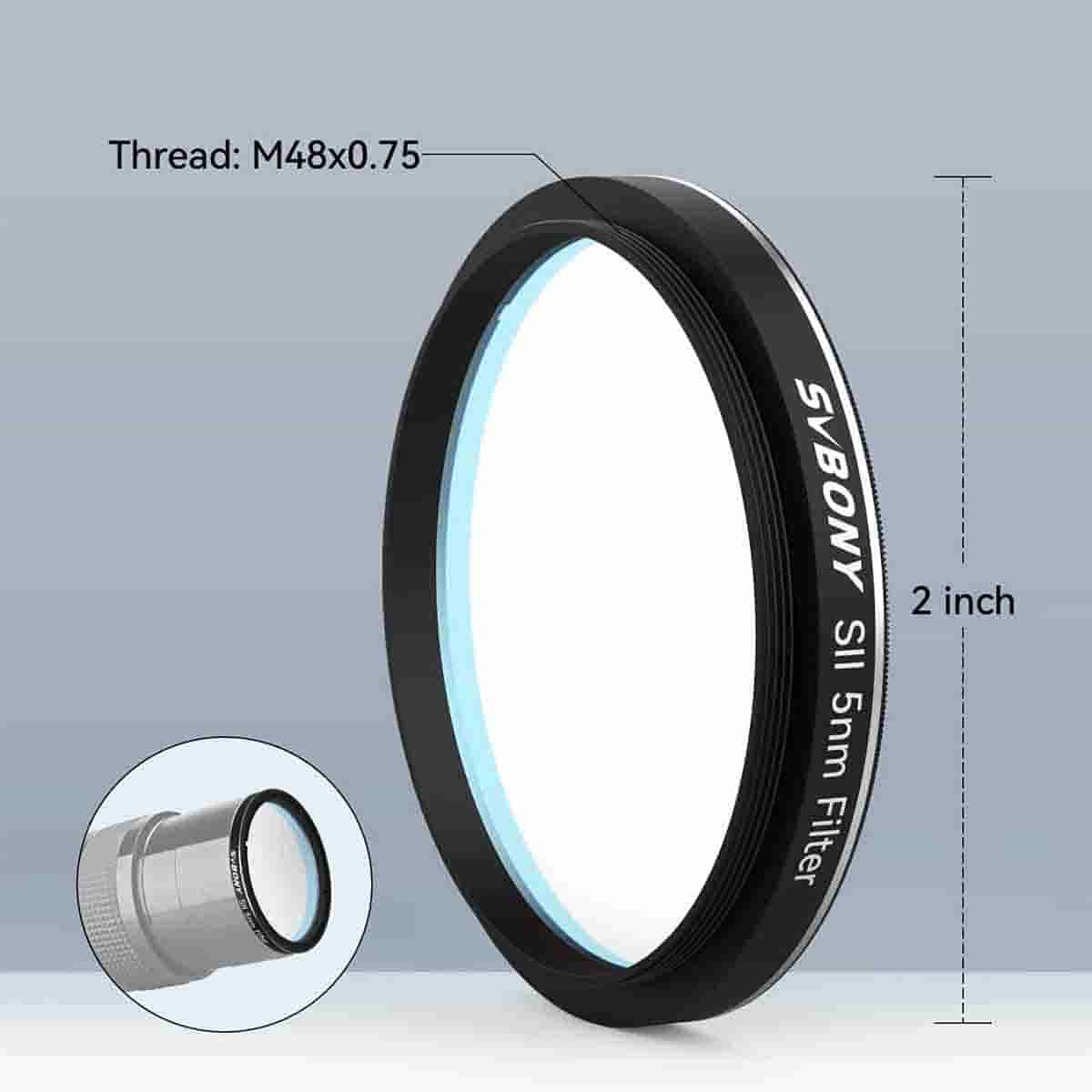 Filtre SII 5nm - 2 Pouces (50,8 mm) - Haute Transmittance ≥90% - SVBONY