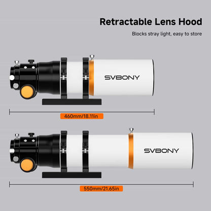 Telescopio ED 70mm f/6.78 Quadruplet con Campo Piatto Integrato per l'Astrofotografia - SVBONY