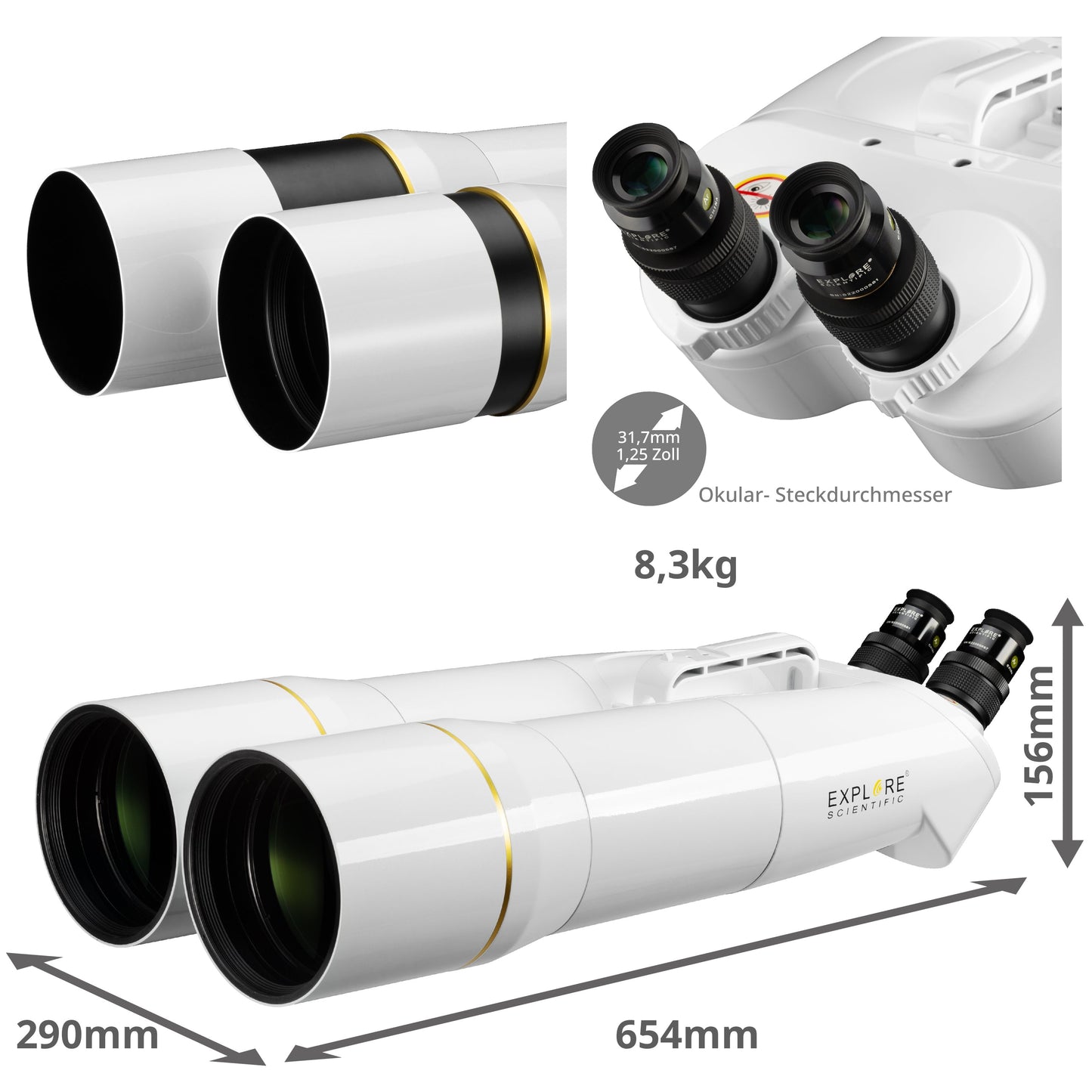 Télescope binoculaire BT-120 SF – 120 mm f/5,5 (660 mm) pour l'astronomie - Explore Scientific
