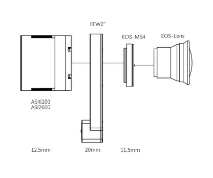 Adaptateur ZWEFW2-EOS Canon EF sur ZWO - EFW 50,8 mm - ZWO